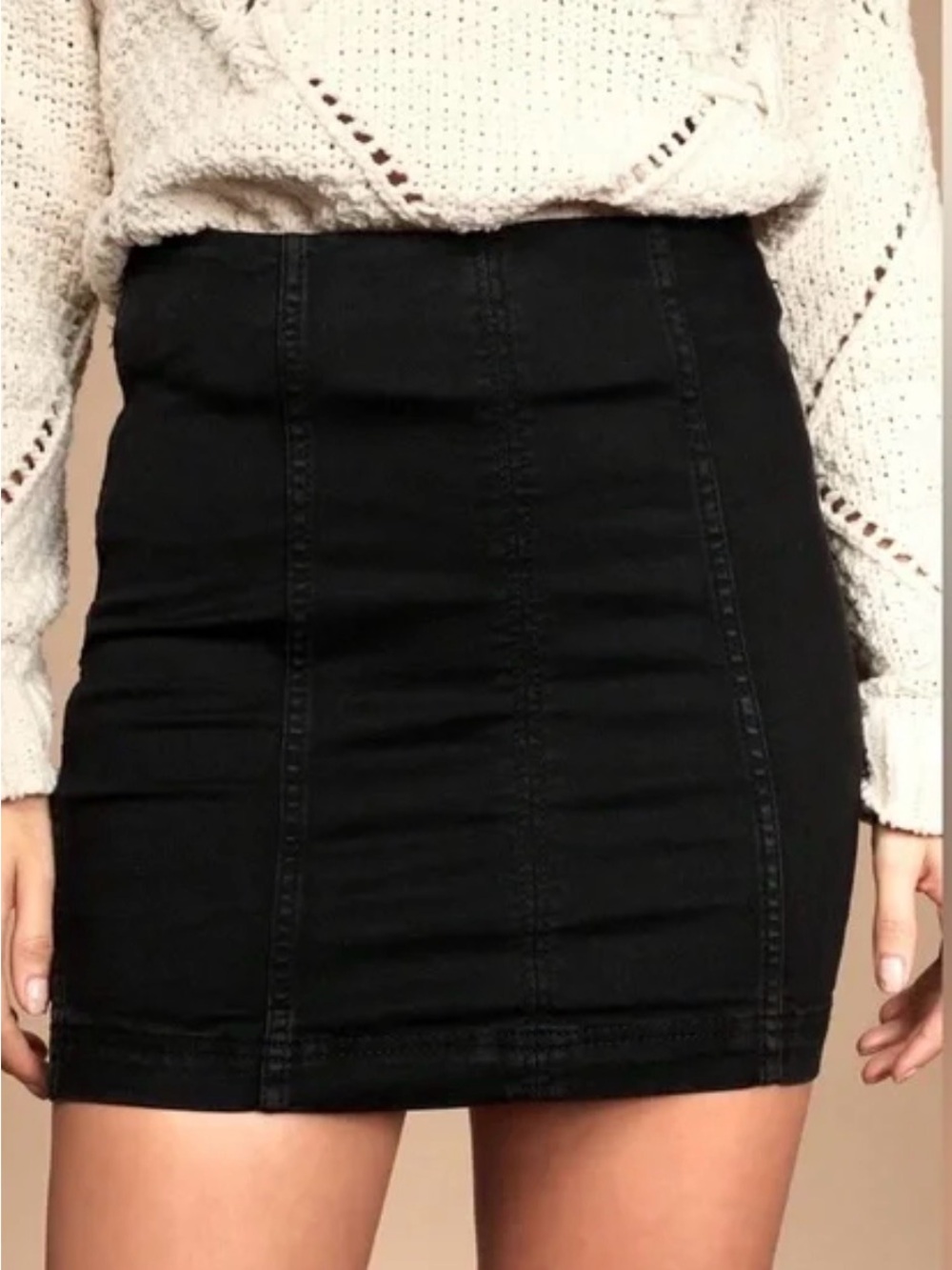 Free People Black High-Rise Mini Skirt